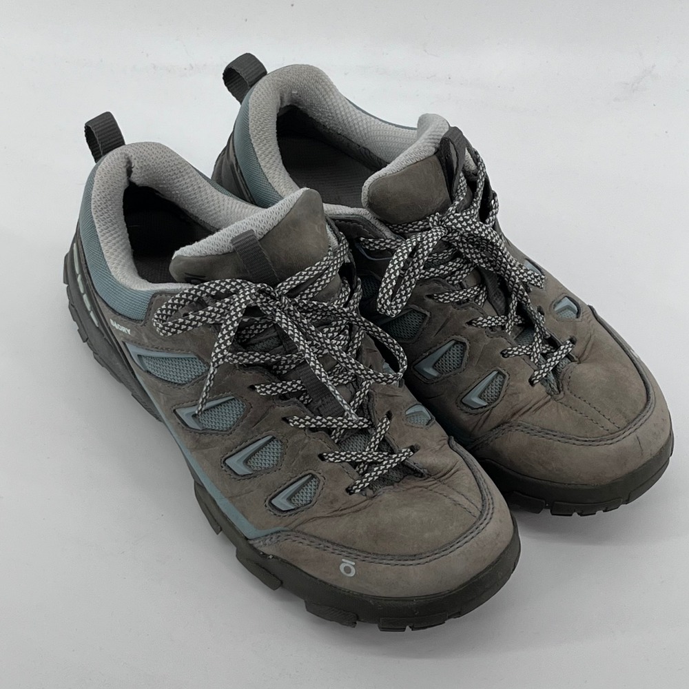 Oboz Sawtooth II Low B-DRY Waterproof Hiking Shoes Women 8.5 Gray Blue Nubuck